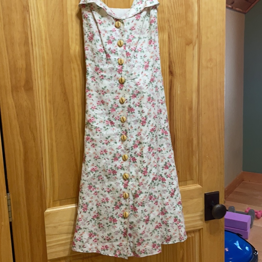 Ralph Lauren Purple Label Cream Floral Button-Front Midi Dress - Picture 3 of 9